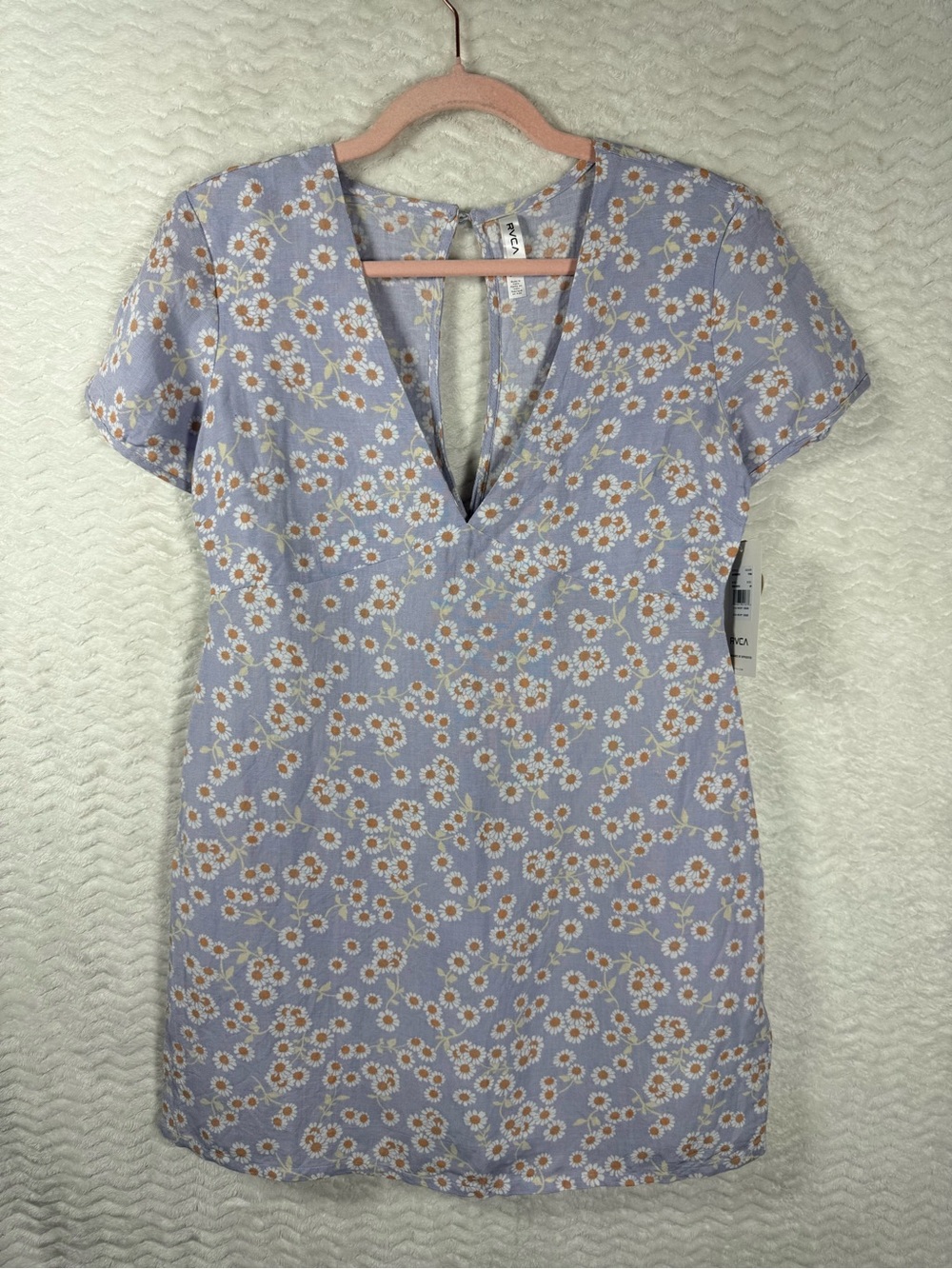 RVCA Lavender Floral Midi Dress with White and Yellow Daisies